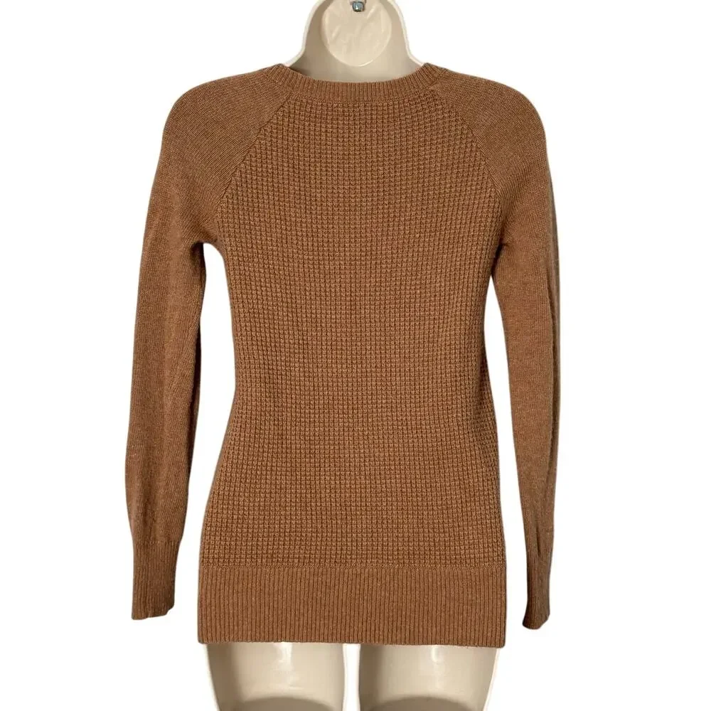 J.Crew Waffle Knit‎ Round Neck Sweater Brown Size XS